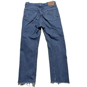 Levis 501 Button-Fly Cropped Raw Hem Straight Denim Jeans - Women‎ 28X26
